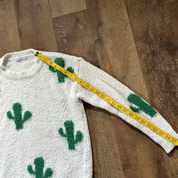 Women's Staccato White & Green Cactus Crew Neck Sweater S - Picture 6 of 10